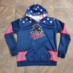 State Wars Roller Hockey Hoodie Mens L USA Flag Stars Stripes Athletic Pullover